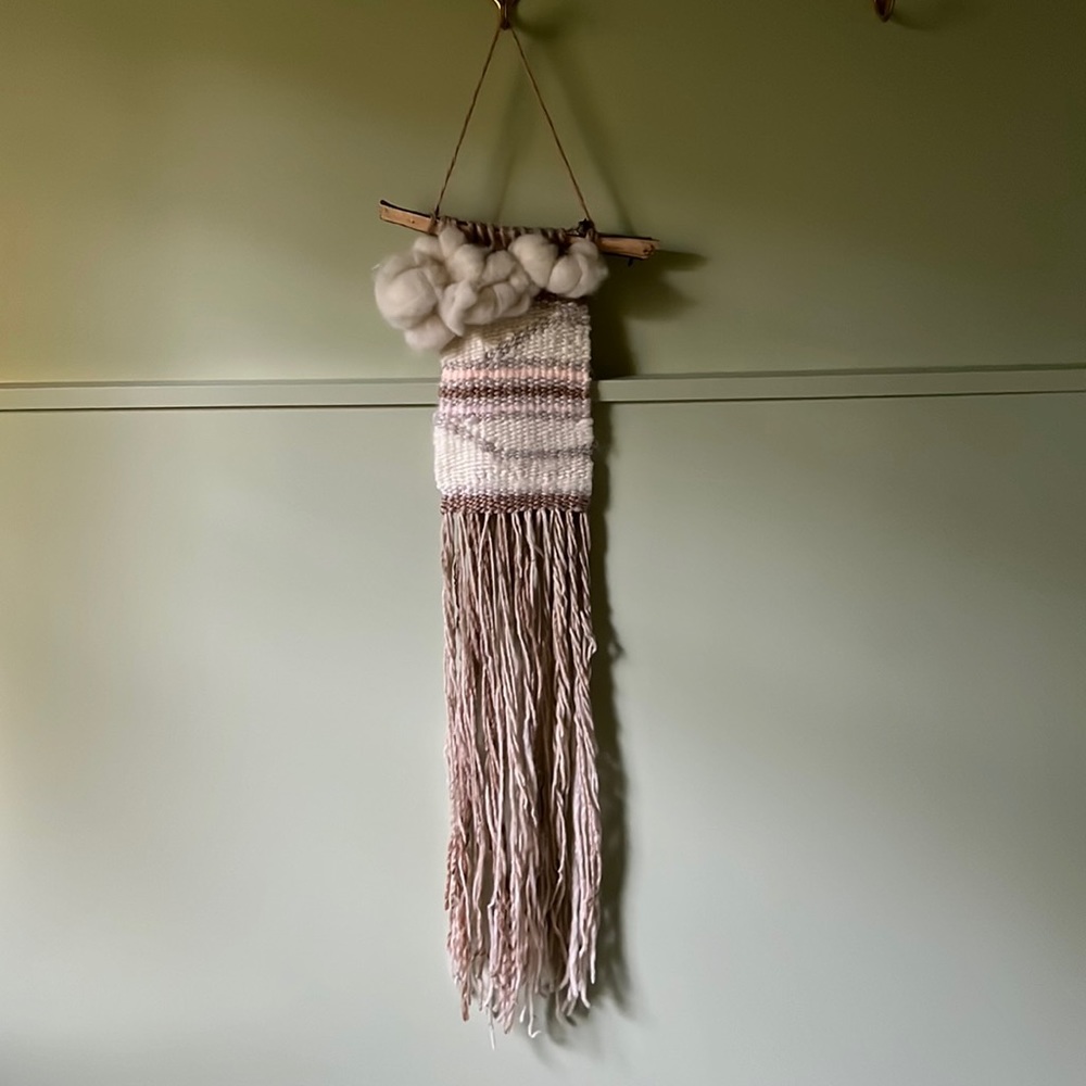 Handmade woven wool wall hanging